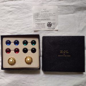 Vintage Signed KJL Kenneth Jay Lane Interchangeable Magnet Clip-on Earrings